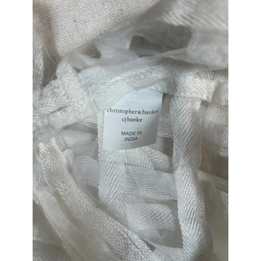 Christopher & Banks White Lattice Open Weave Infinity Scarf Lightweight Rayon
